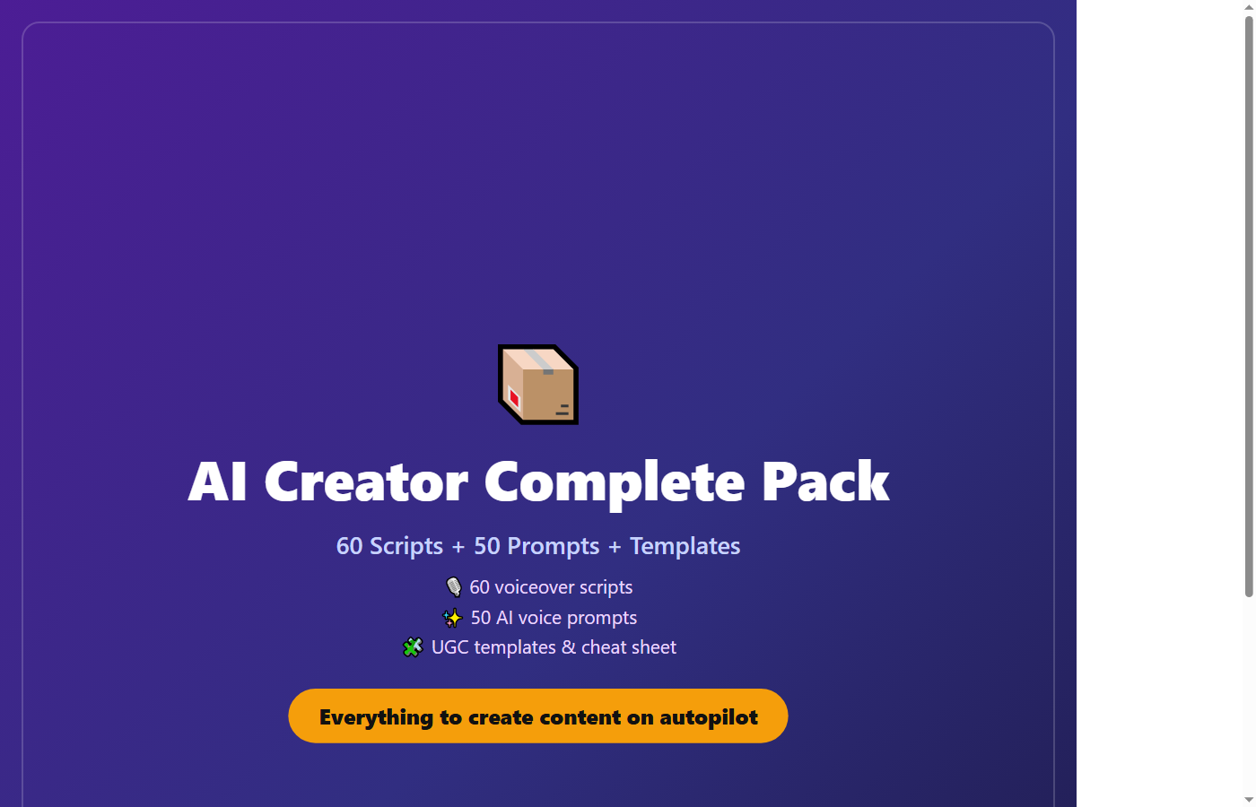 AI Creator Complete Pack — 60 Scripts + 50 Prompts + Templates