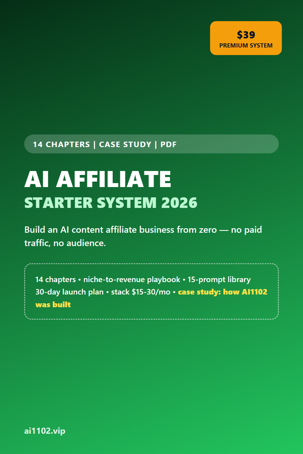 AI Affiliate Starter System 2026 — The Niche-to-Revenue Playbook (Premium Ebook + 2 Bonuses)